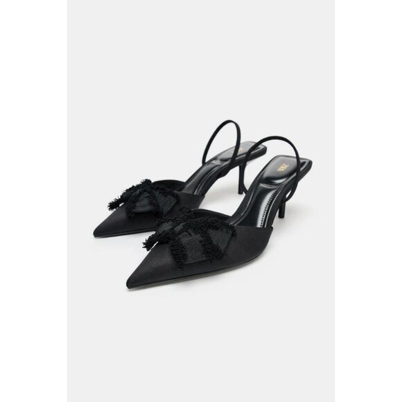 ZARA BOW SLINGBACK HEELS - Picture 2 of 6